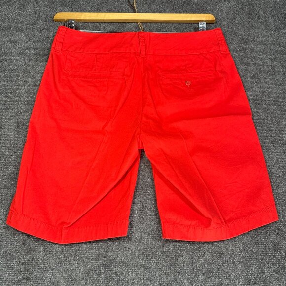 J Crew Frankie Shorts Womens 2 Flat Front Red Cotton Stretch Pockets Belt Loops - Picture 7 of 8
